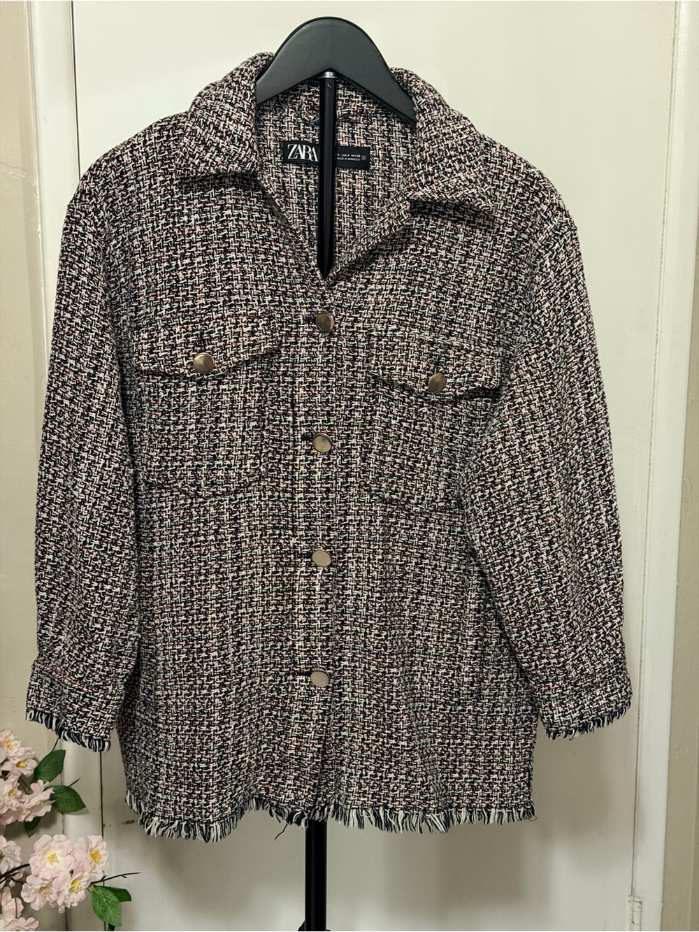 ZARA Multi-Color Tweed Button Jacket